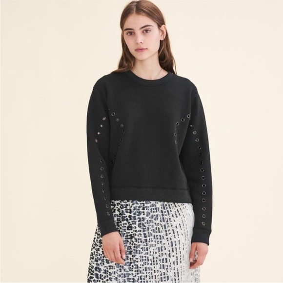 Maje Tops - MAJE Studded Eyelet Pullover Thick Sweatshirt Long Sleeve Crewneck